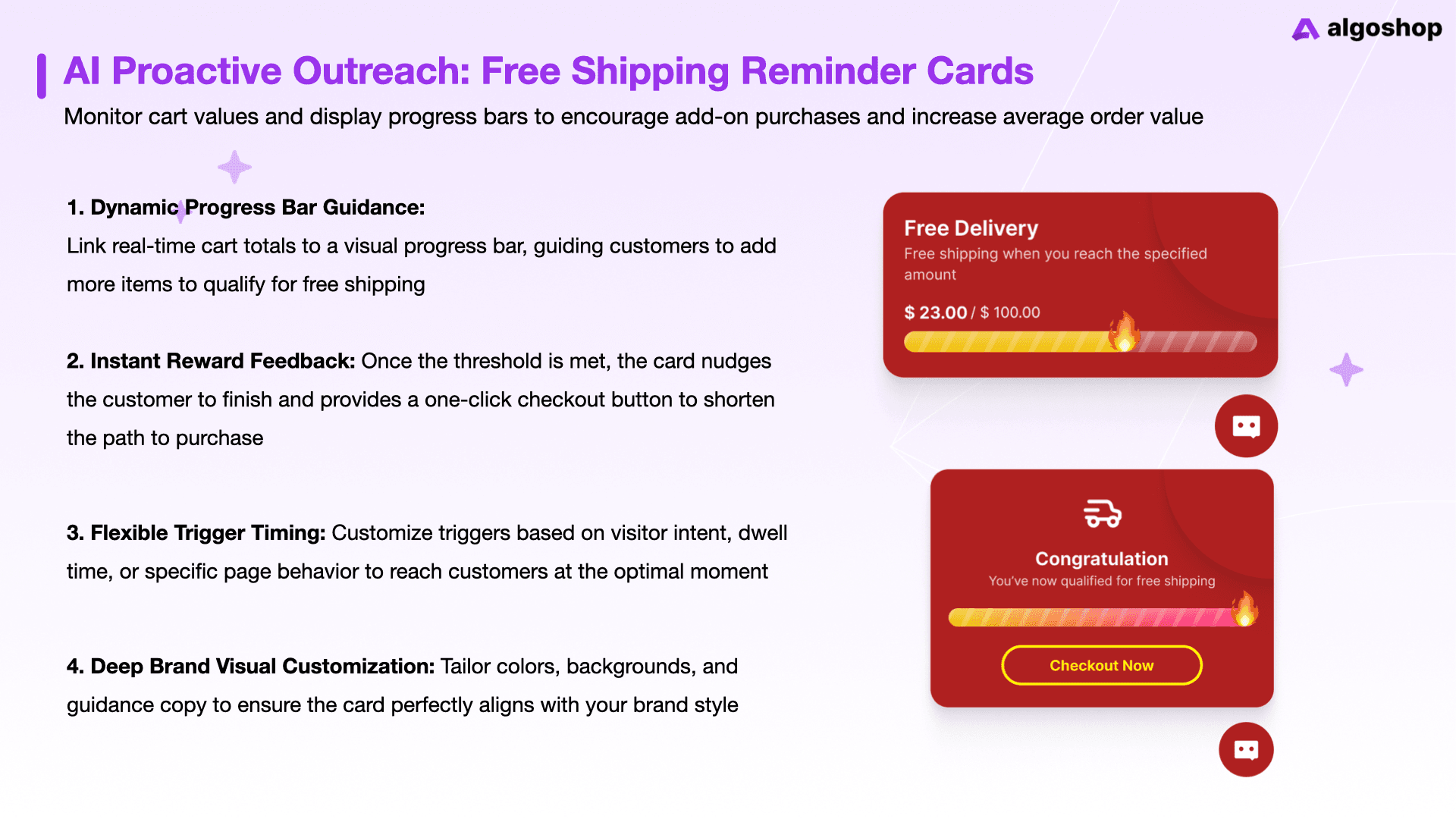 Algoshop outreach tutorial showing free shipping reminder campaign setup in Shopify
