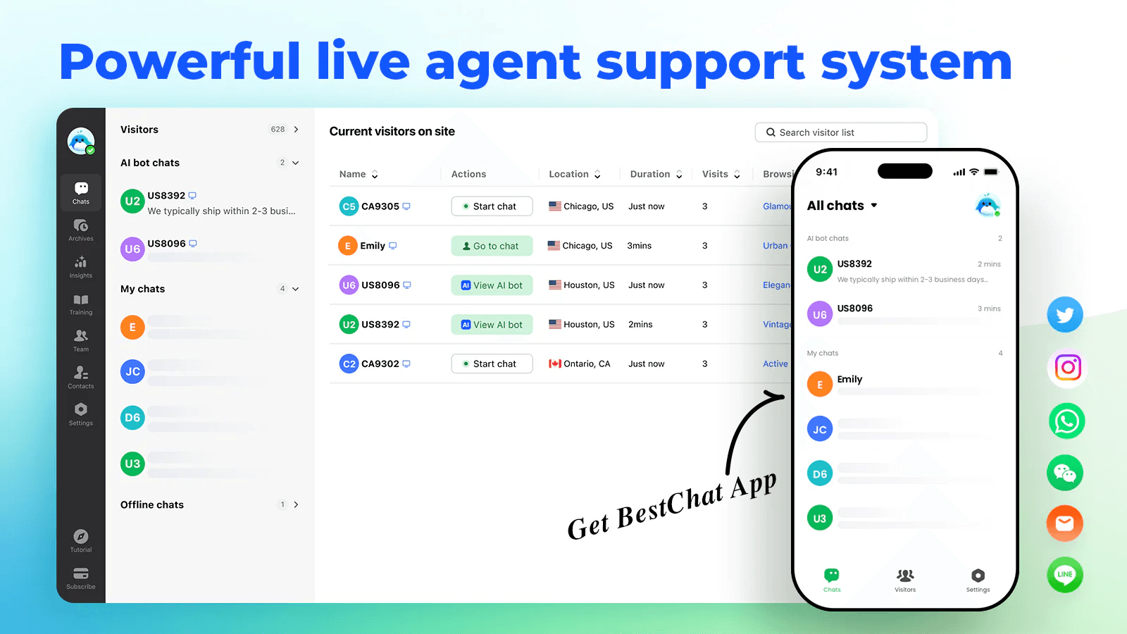 Screenshot of BestChat interface