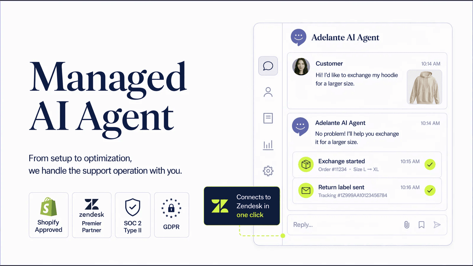 Screenshot of Zendesk interface