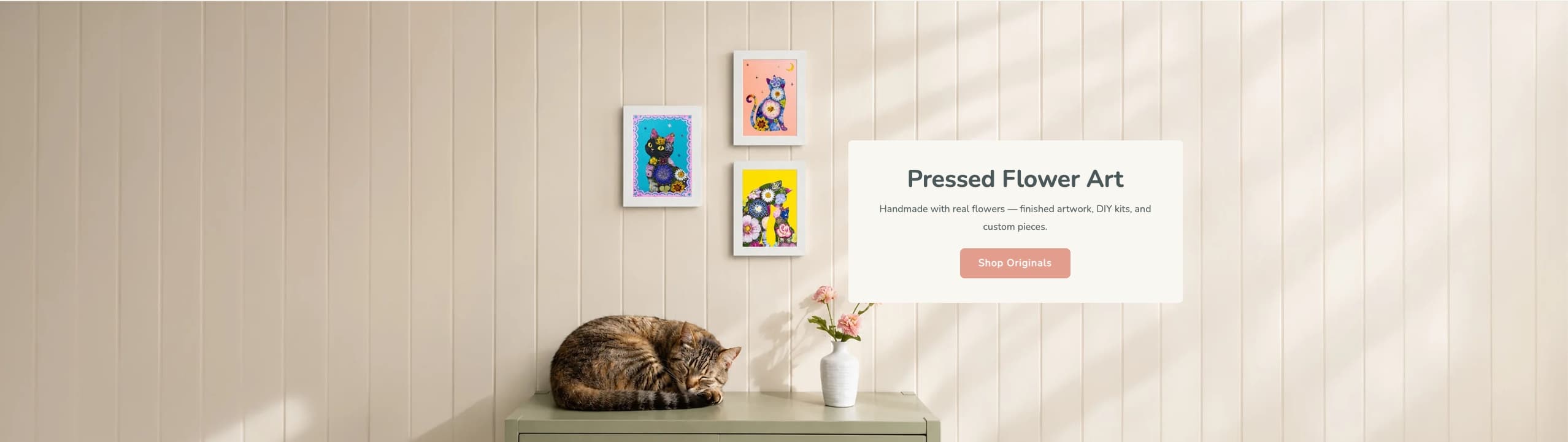 Petal and Still botanical pet portrait artwork displayed on the Shopify storefront
